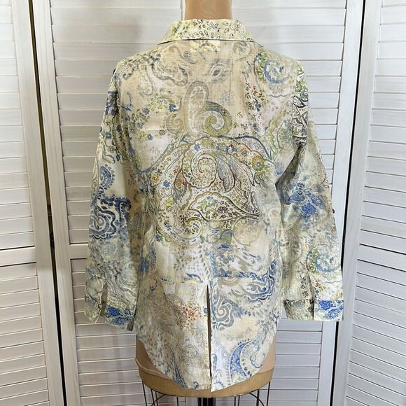 Chico’s Tunic Shirt Size 0 Small Size 4 Lightweight Roll Tab - Picture 4 of 14